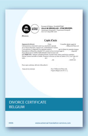 Divorce certificate from Belgium translation