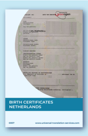 Netherlands birth certificate translation