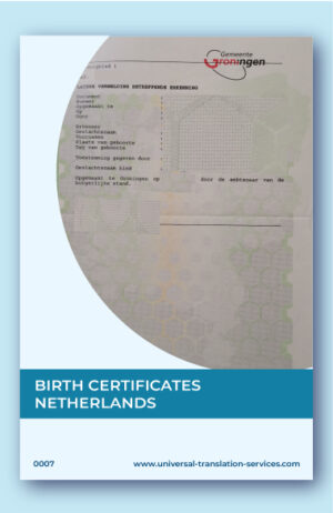 Netherlands birth certificate translation