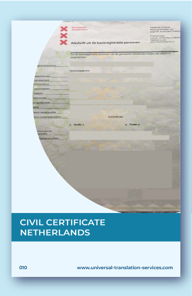 Translation of Netherlands civil certificate