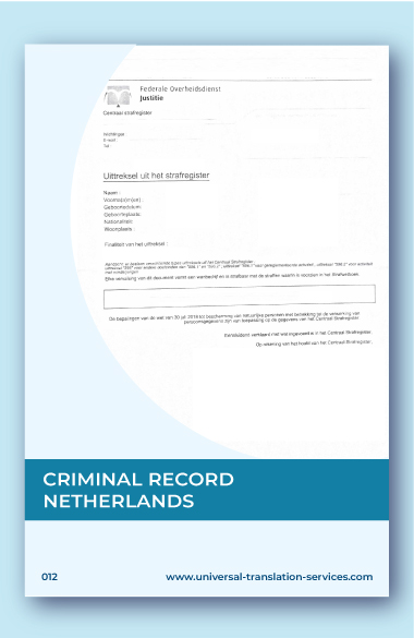 English translation of Netherlands criminal record