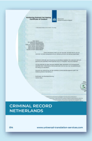 English translation of Netherlands criminal record