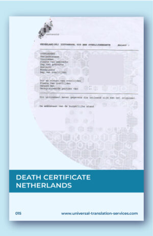 English translation of Netherlands death certificate