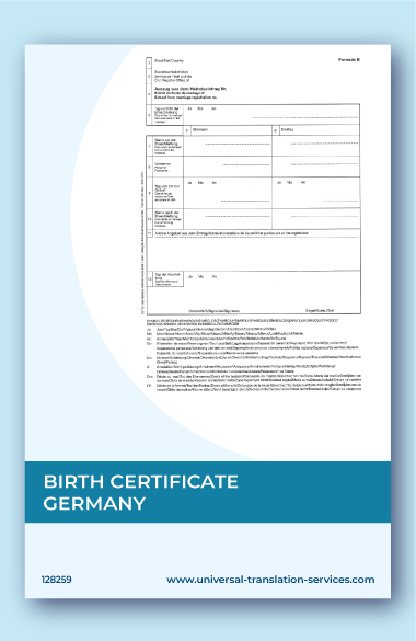 Birth certificate translation from Germany