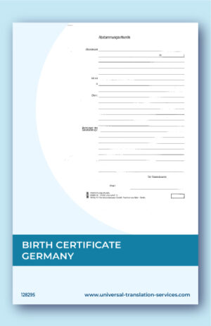 Birth certificate translation from Germany