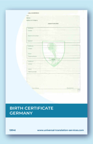 Birth certificate translation from Germany