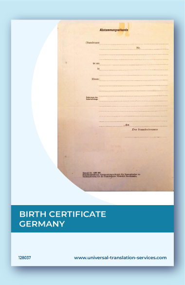 Birth certificate from Germany translated to English