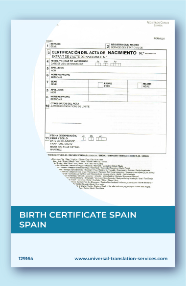 Birth certificate Spain English translation