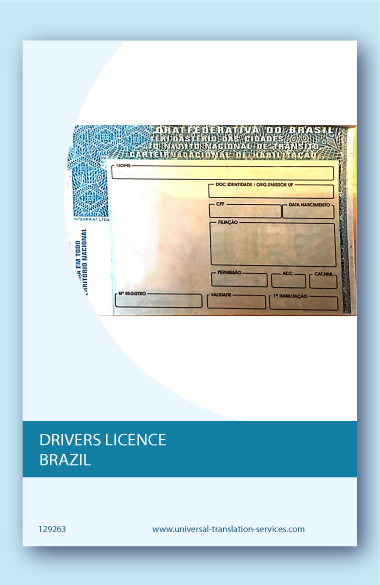 Translation of Brazilian drivers license