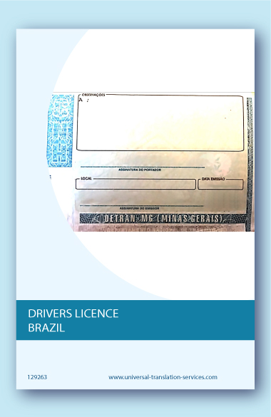 Translation of Brazilian drivers license