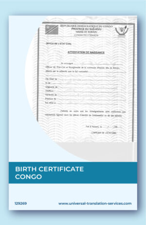 Congo birth certificate translation