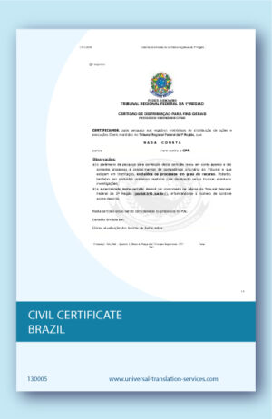 Translation of Brazilian civil certificate