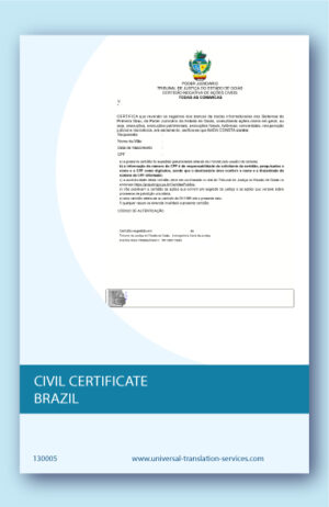 Translation of Brazilian civil certificate