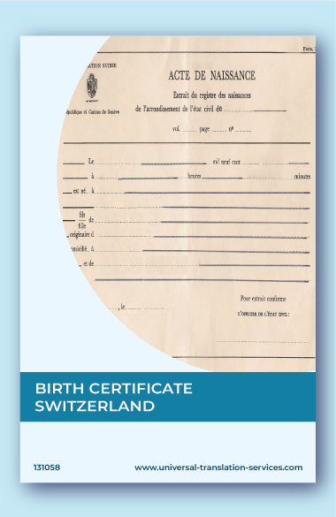 Birth certificate Switzerland English translation