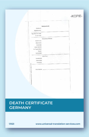 Death certificate from Germany template