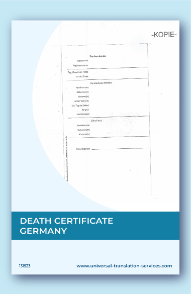 Death certificate from Germany template