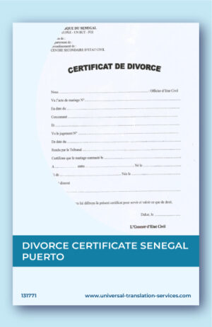 Divorce certificate Senegal English translation