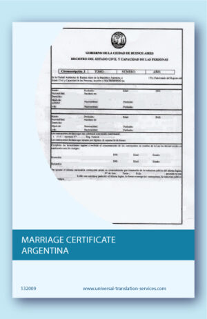 Marriage certificate from Argentina English translation