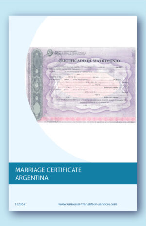 English translation of marriage certificate from Argentina