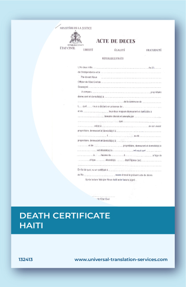 Translation of Haitian death certificate