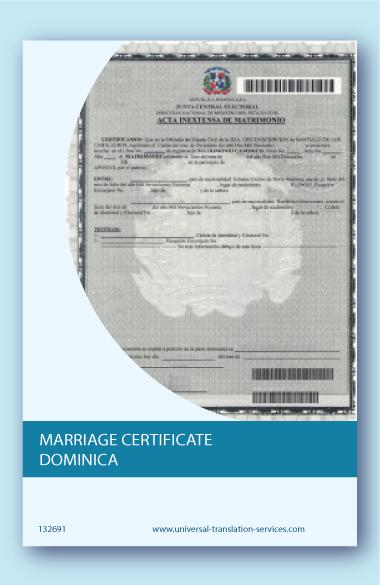 Dominican marriage certificate translation