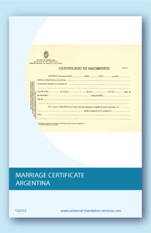 English translation of marriage certificate from Argentina