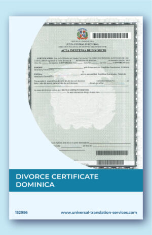 Dominican divorce certificate translation to English