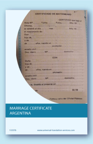 English translation of marriage certificate from Argentina