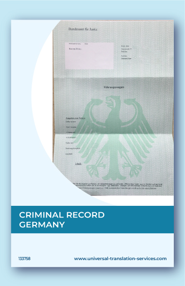 Criminal record from Germany template