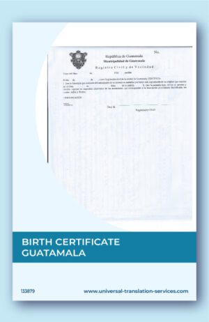 Birth certificate from Guatemala template