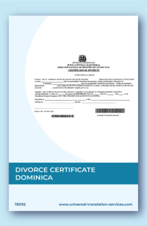 Dominican divorce certificate translation to English