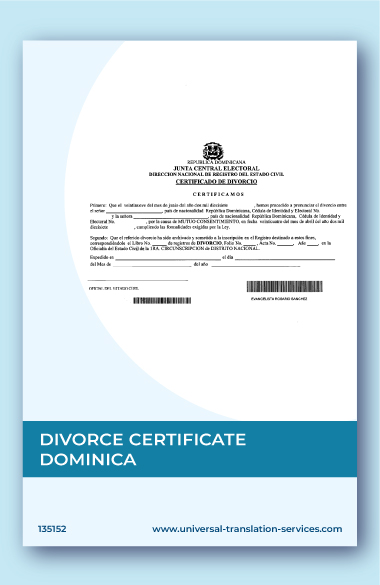 Dominican divorce certificate translation to English