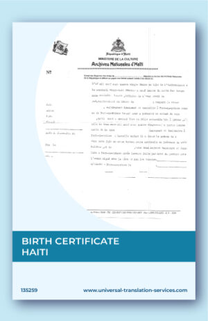 Haitian birth certificate translation