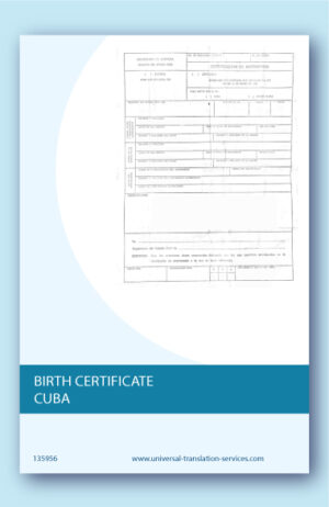 English translation of Cuban birth certificate