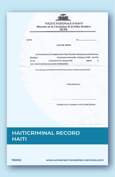 Translation of criminal record from Haiti