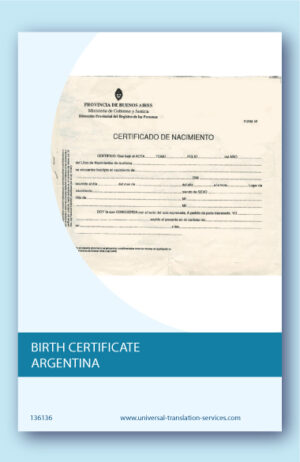 Birth certificate from Argentina translated to English