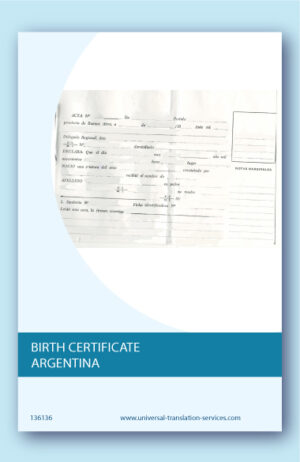 Birth certificate from Argentina translated to English