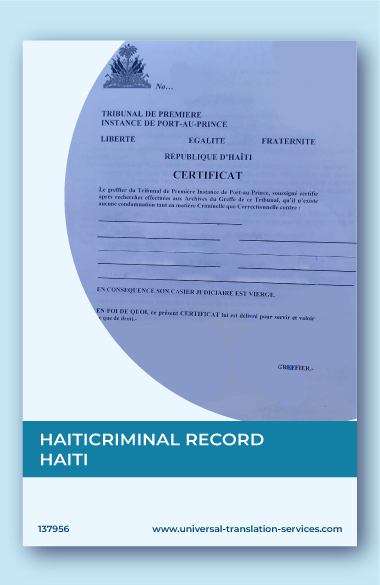 Translation of Haitian criminal record