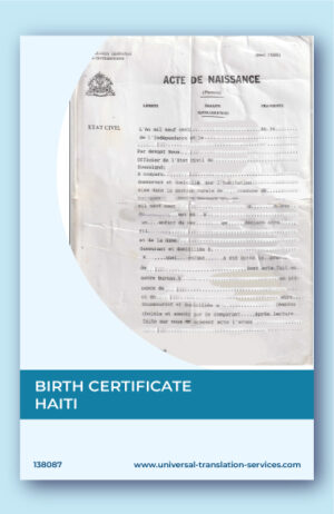 Haitian birth certificate translation