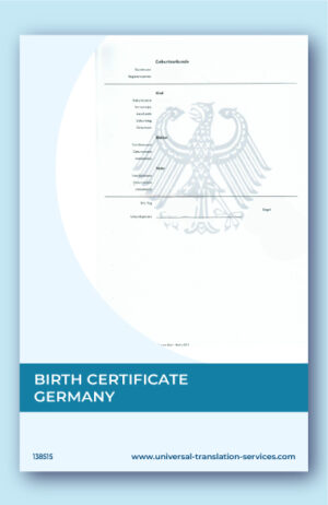 Birth certificate from Germany translated to English