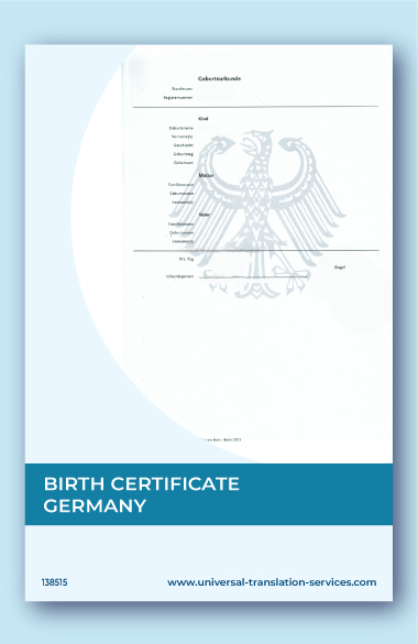 Birth certificate from Germany translated to English