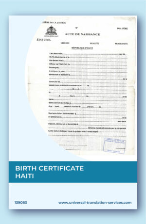 Haitian birth certificate translation