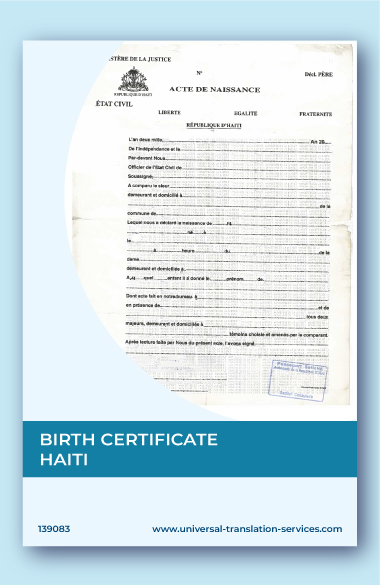 Haitian birth certificate translation