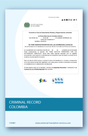 Colombian criminal record translation