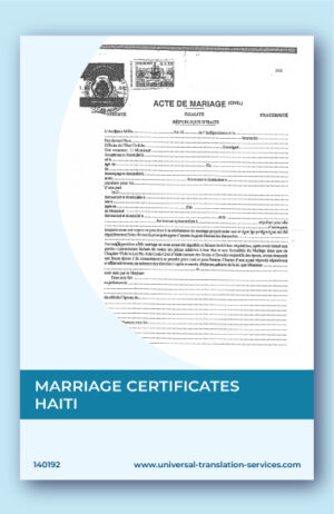 Translation of Haitian marriage certificate