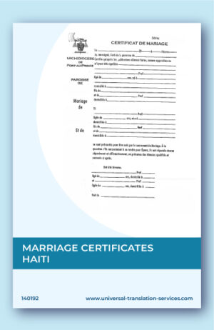 Translation of Haitian marriage certificate