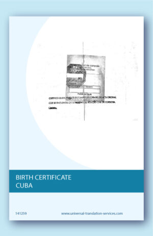 Translation of Cuban birth certificate into English