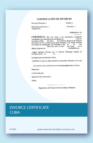 Cuban divorce certificate English translation