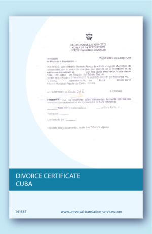 Cuban divorce certificate English translation