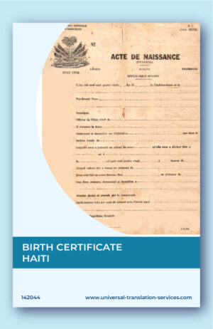 English translation of Haitian birth certificate